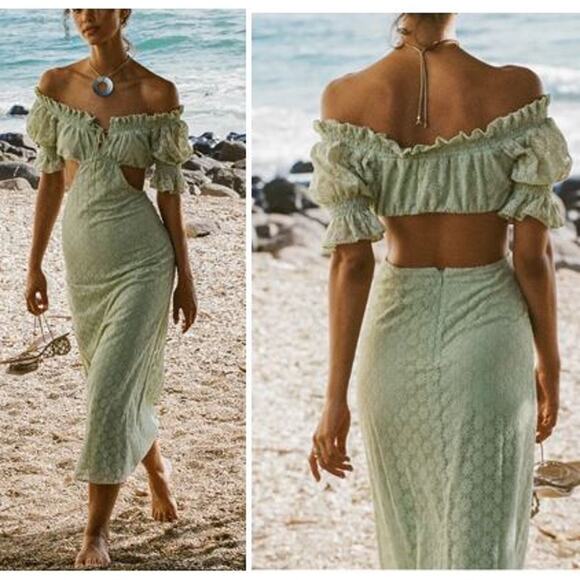 NWT SABO Luxe Amelda Dress Lace Size 10 Boho Floral Open Back - Picture 1 of 10